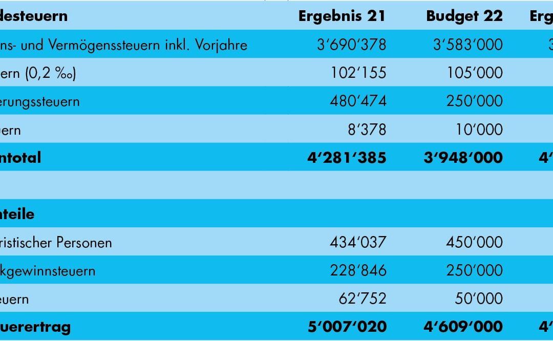 Erfreulicher Steuerabschluss 2022