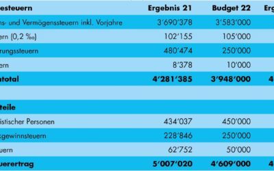 Erfreulicher Steuerabschluss 2022