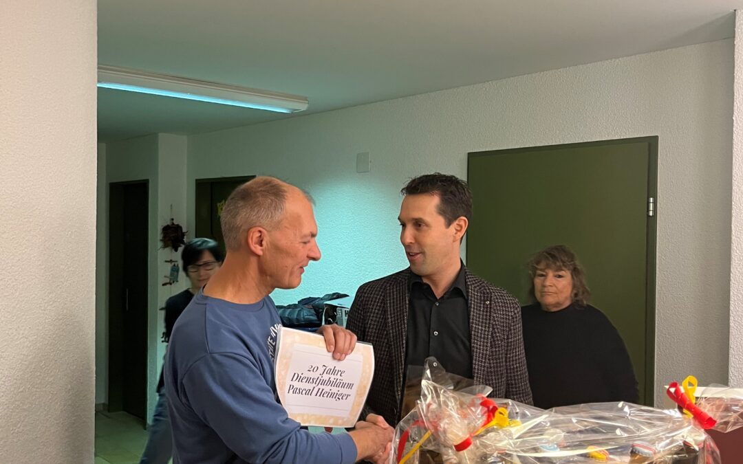 Herzliche Gratulation an Pascal Heiniger zum 20-Jahr-Jubiläum!