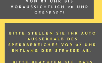 Sperrung Ruhebergstrasse am Freitag, 8. Dezember 2023