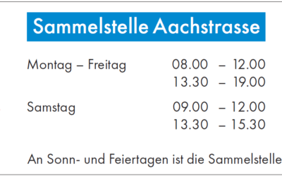 neue Öffnungszeiten bei Wertstoffsammelstelle Aachstrasse