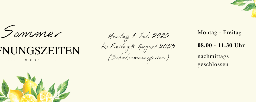 Öffnungszeiten Gemeindeverwaltung während Schulsommerferien