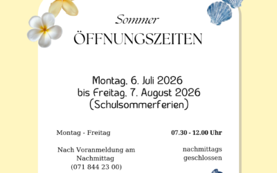 Öffnungszeiten während den Schulsommerferien