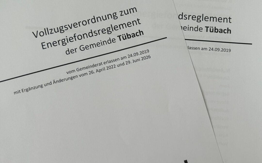 Anpassung der Vollzugsverordnung zum Energiefondsreglement